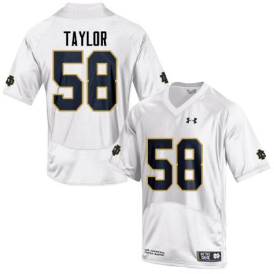 Notre Dame Fighting Irish Men's Elijah Taylor #58 White Under Armour Authentic Stitched College NCAA Football Jersey TBO5399SR